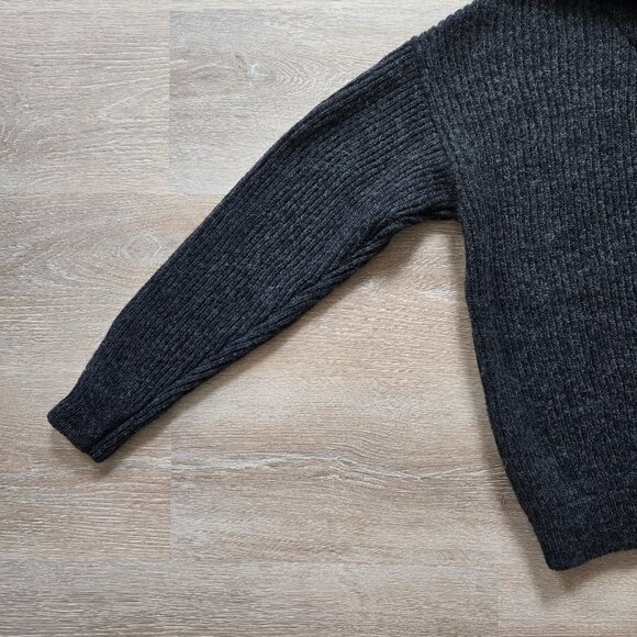 MacKenzie Men’s Hunter Wool Sweater – 100% Wool Quarter Zip Charcoal Medium NWT - Picture 5 of 17